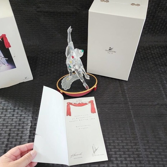 Swarovski Crystal Figurine SCS 1999 Masquerade Pierrot Box Stand COA Mint - Picture 6 of 16